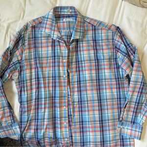Peter Millar Plaid Button Front Long Sleeve Dress Shirt Mens Size XXL